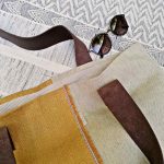 Bolso lino mostaza y crudo